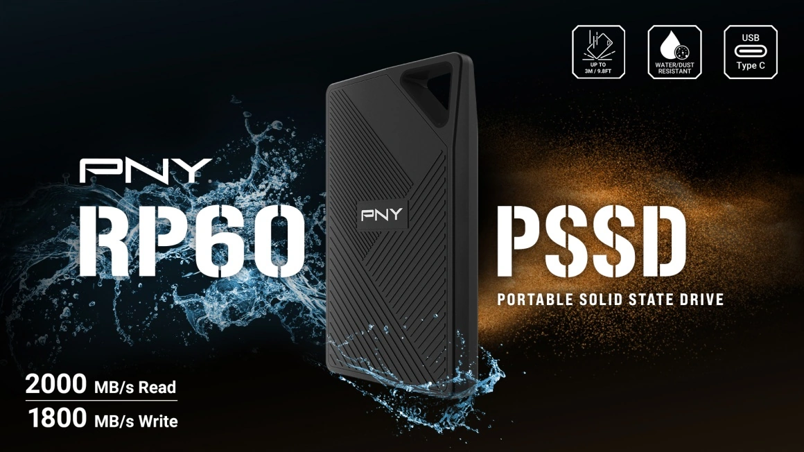 20Gbps传输速度！PNY必恩威推出RP60移动固态硬盘，数据安全无忧